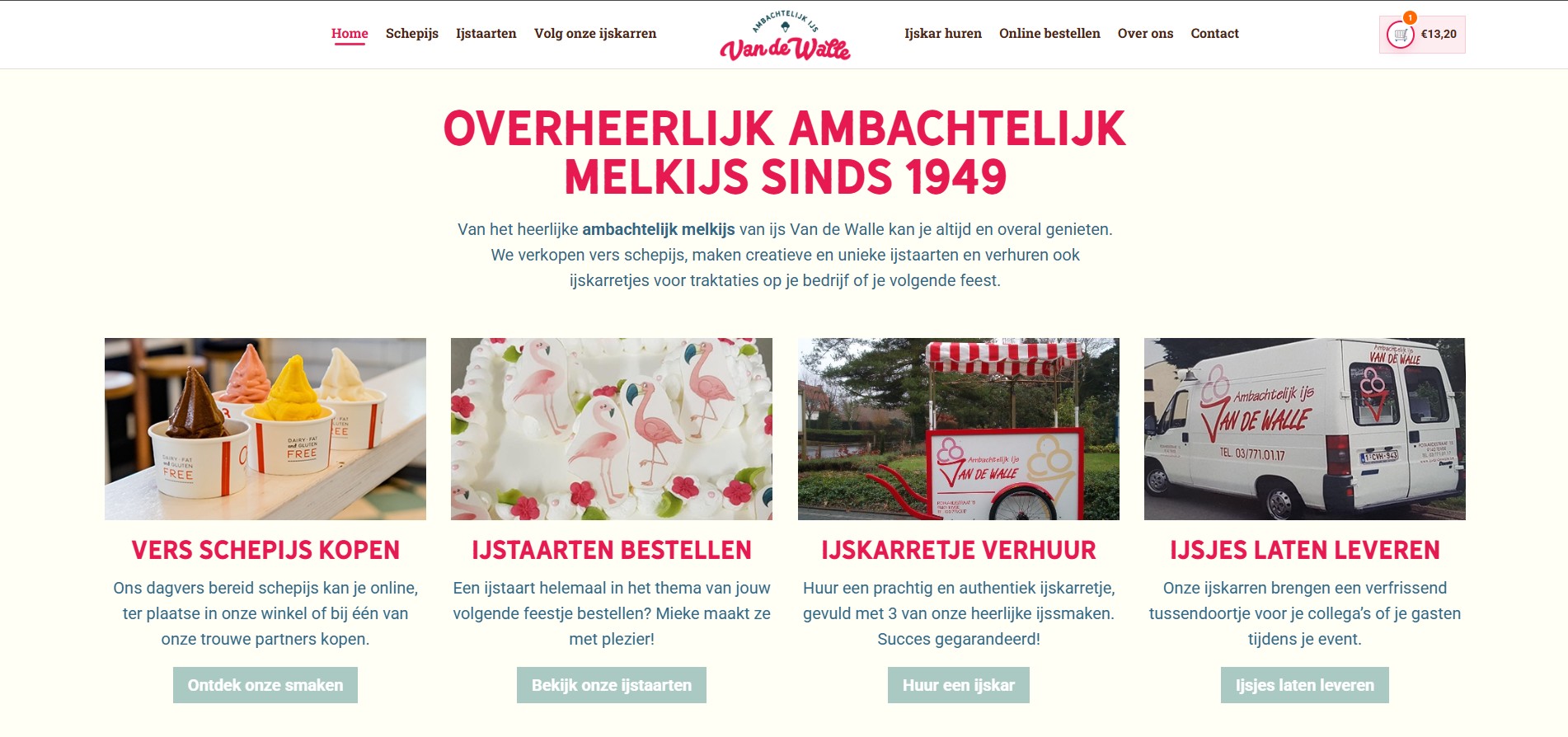 Screenshot van de IJs Van de Walle homepage